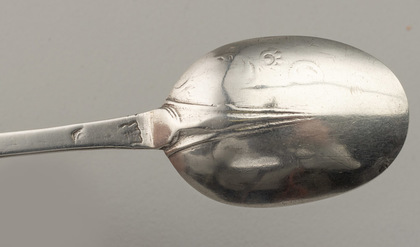 Scottish? 17th Century Silver Laceback Trefid Spoon - Reeded Rat Tail, Rounded or Spatula End